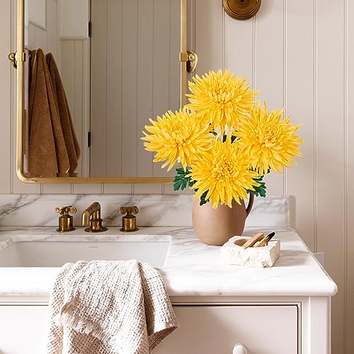 Hollyone-6Pcs-Yellow-Artificial-Mums-Flowers-Large-Faux-Chrysanthemum-Flowers-Silk-Flower-256-Long-Stem-Spider-Mum-Flower-Spring-Summer-Floral-Arrangements-Bouquets-Fake-Pincushion-for-Home-Decor Hollyone 6Pcs Yellow Artificial Mums Flowers Large Faux Chrysanthemum Flowers Silk Flower 256 Long Stem Spider Mum Flower Spring Summer Floral Arrangements Bouquets Fake Pincushion for Home Decor