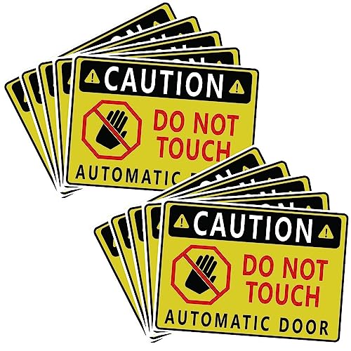 Image of CVANU Caution Do Not Touch Automatic Door Warning Safety Self-Adhesive Waterproof PVC Vinyl Sign Sticker Size (11.7inchX8.3inch) Pack of 10