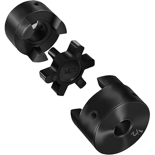 Log Splitter with 1/2" to 3/4" L075 Flexible 3-Piece L-Jaw Coupling Coupler Set - Includes Buna-N NBR Rubber Spider - Essential Log Splitter Parts & Accessories Available