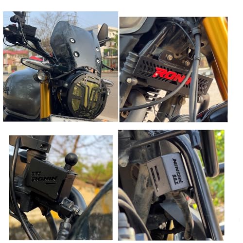 Image of Metal Headlight Frames | Rear | Frant Disc Oil Cap | Radiator Guard For TVS Ronin 225 New (2024 To 2025) Combo Pack of 4 Pcs