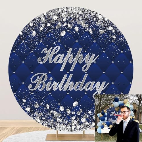 Fondo fotográfico redondo azul 7.5x7.5ft con brillo miniatura 1