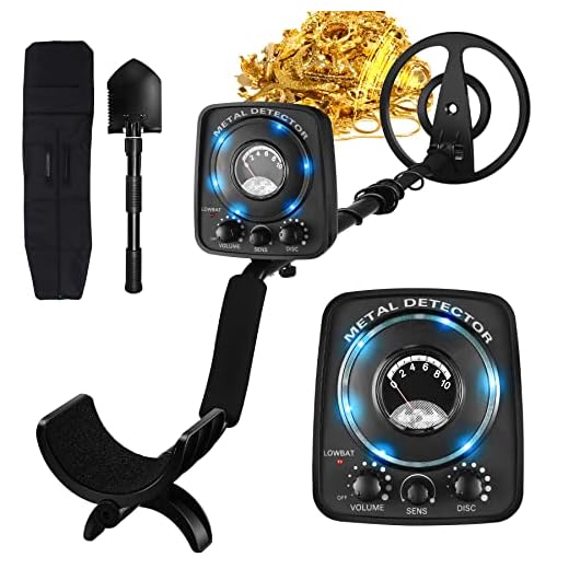 RM RICOMAX Metal Detector - Professional Metal Detector with LED Flash Indicators, Adjustable Waterproof Detectors (35-45 inch) with Folding Shovel & Carrying Bag Audio Prompt Gold Metal Detector