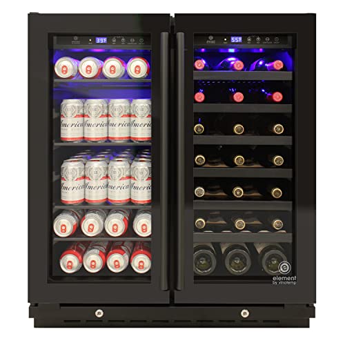 Vinotemp VT-BC34 TS Refrigerator and Cooler Capacity 19 in. Mini Drink Fridge with Adjustable Temperature Control and Glass Door, Can, Black, 80 Beverage