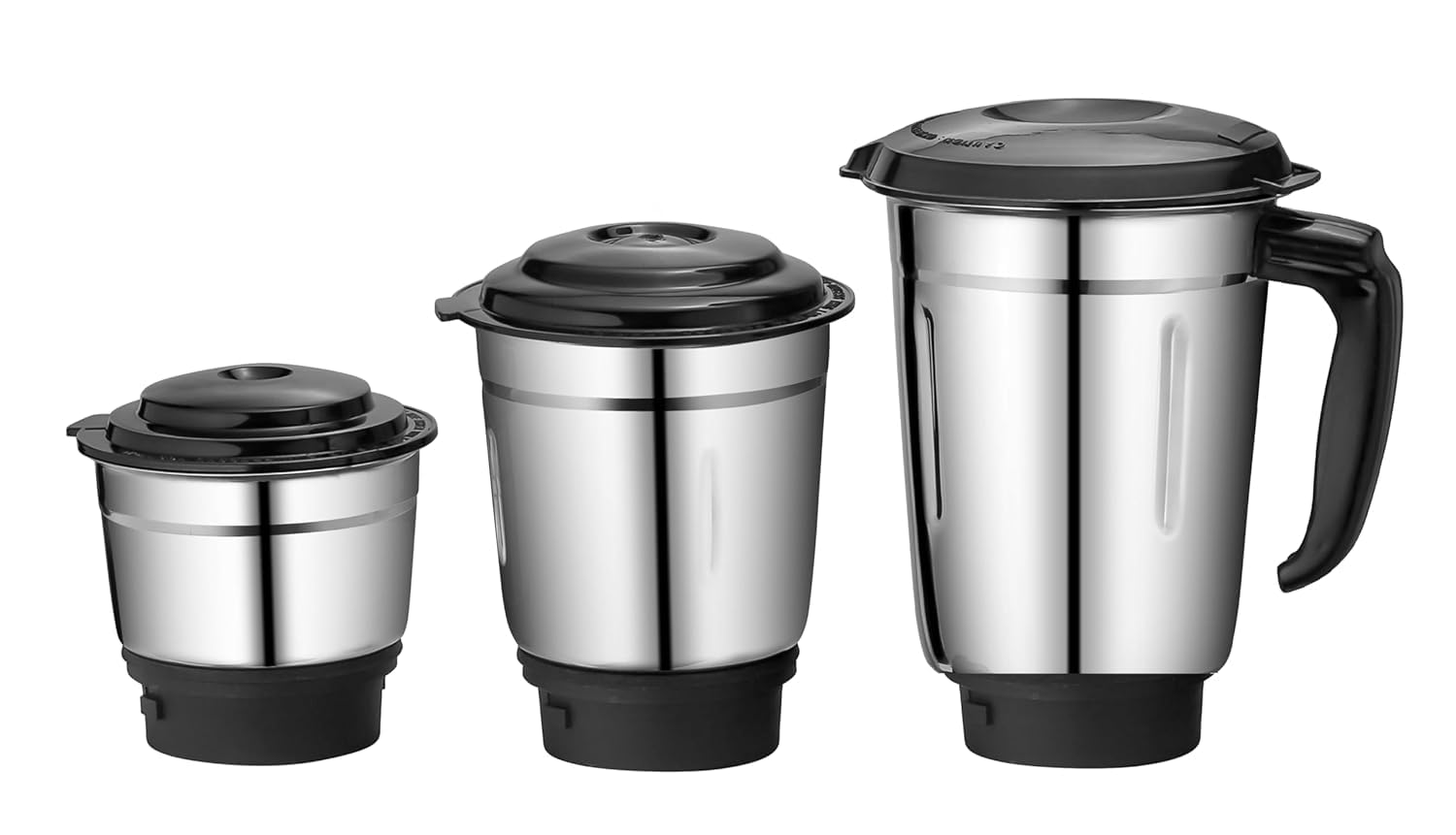3 Pc Mixer Grinder Jar Combo (300ml + 600ml + 1.2L) | Replacement Jars Compatible with Crompton/Bajaj/Sumeet | 4 Tooth Nylon Coupler | Black-image-15