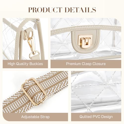 Image of Missnine Clear Bag for Stadium Events Clear Crossbody Purse Stadium Approved Women Transparent Shoulder Bag for Concerts