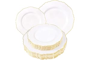 WDF 60pcs Gold Plastic Disposable Plates for Upscale Parties