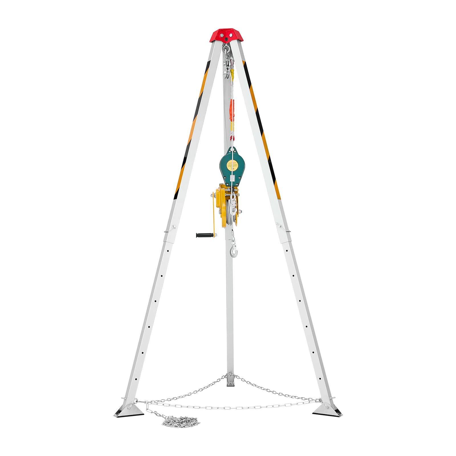 VEVOR Kit Treppiede per Spazi Confinati, Paranco di Sollevamento per Treppiede di Salvataggio per Impieghi Gravosi, Verricello da 816 kg, Lunghezza Gambe Regolabili da 1,34 a 2,15 m, Cavo da 19,8 m