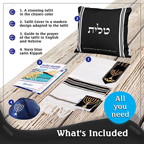 Tallit Prayer Shawl with Matching Bag, Certified Kosher, Kumi Ori Uniq Design Made in Israel, Soft Acrylic Tallit4