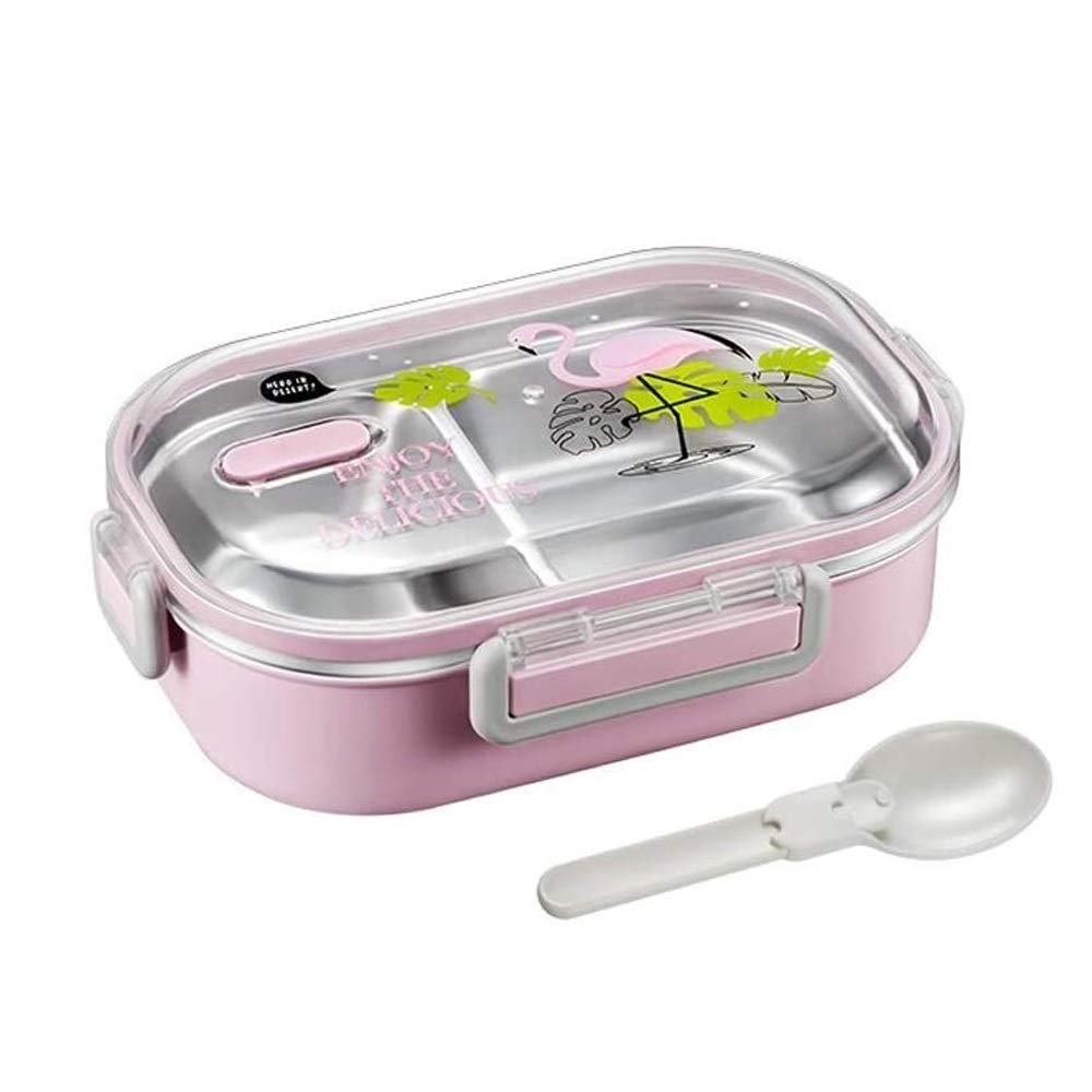 Boîte à lunch compartimentée en acier inoxydable 304 for adolescents (garçons et filles)(Pink)