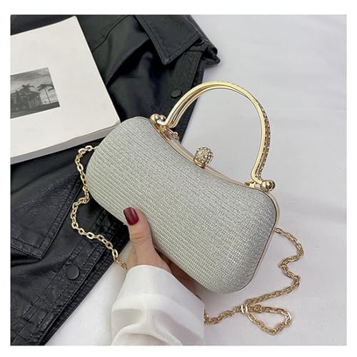 Women's Glitter Diamond Evening Clutch Purses Top Handle Lock Double Sided Diamond Chain Crossbody Wedding Party Bag (grey)3