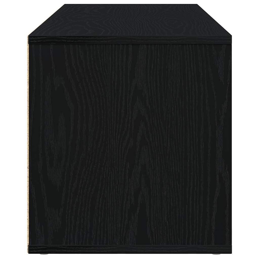 Szafka TV z czarnego dębu z materiału drewnopochodnego 120 x 34 x 37 cm, szafka pod telewizor z 1 drzwiami i 2 otwartymi półkami, miejsce do przechowywania do salonu, sypialni, do gier i