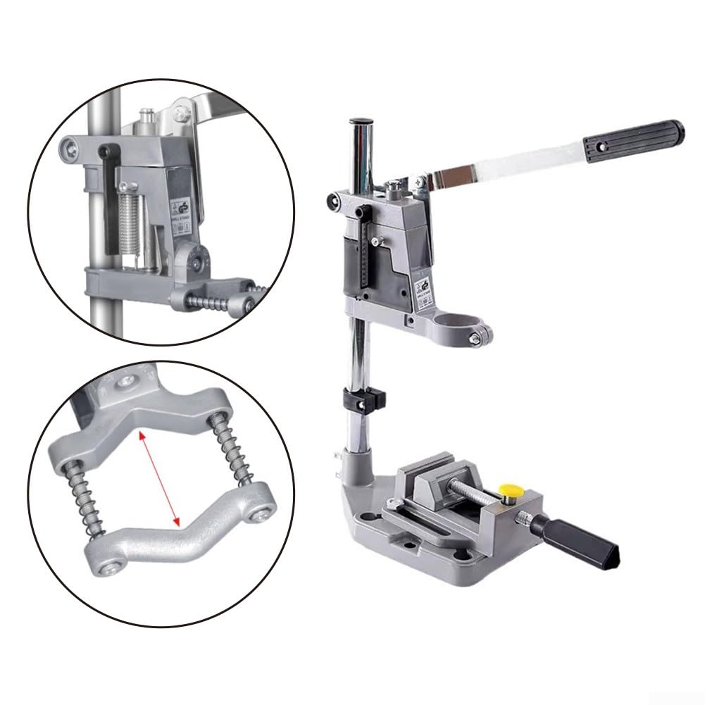 Support de perceuse réglable, 40 x 22,5 x 15 cm, support de base en aluminium pour perceuse manuelle avec colonne solide et vibrations minimales, convient pour les amateurs de bricolage et les