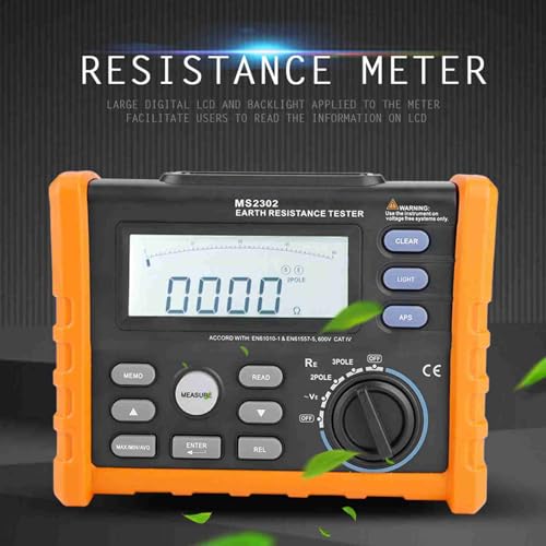 PEAKMETER MS2302 Digitales Widerstandsmessgerät Megohmmeter mit LCD-Hintergrundbeleuchtung 0~4K Ohm 100 Groups Data Logging