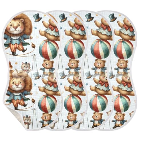 Muslin Baby Burp Cloths, Funny Animals Cotton Soft Burp Cloths for Newborns​​, Extra Absorbent Burp Cloths 4-Pack​​, 22 x 11 Inch