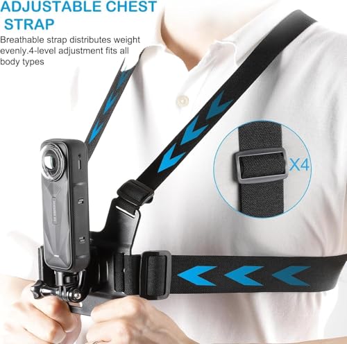 Image of Accessories Kit for Insta360 X5, One R, X and GoPro Hero 9,New Quick Release Head Strap Mount + Chest Mount Harness + Backpack Clip Holder + 360Rotating Wrist Strap