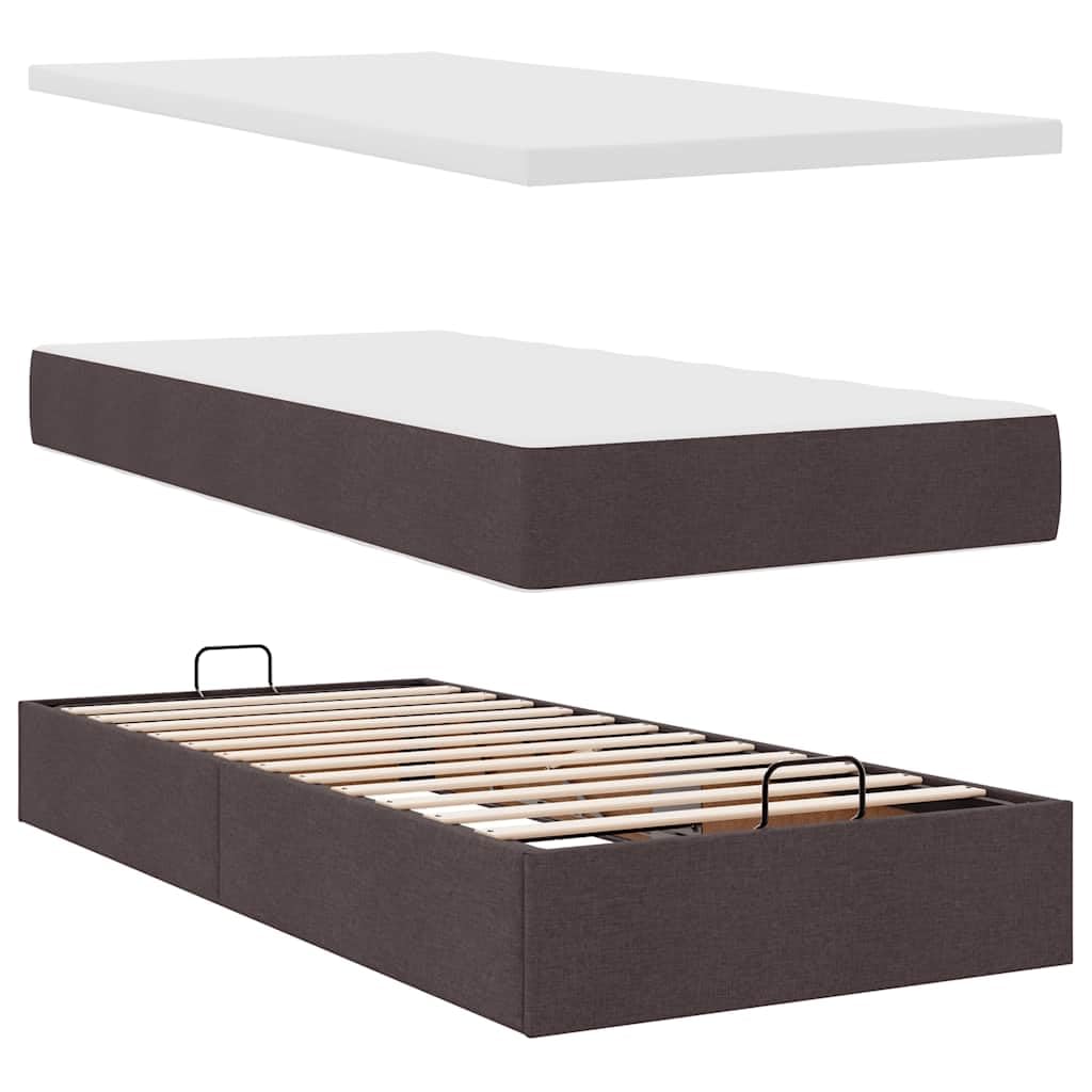 Ottoman Betten 180 x 200 cm, marrone scuro, spazio letto matrimoniale con materasso a molle insacchettate, 280 kg, robusto letto imbottito per camera da letto e camera degli ospiti