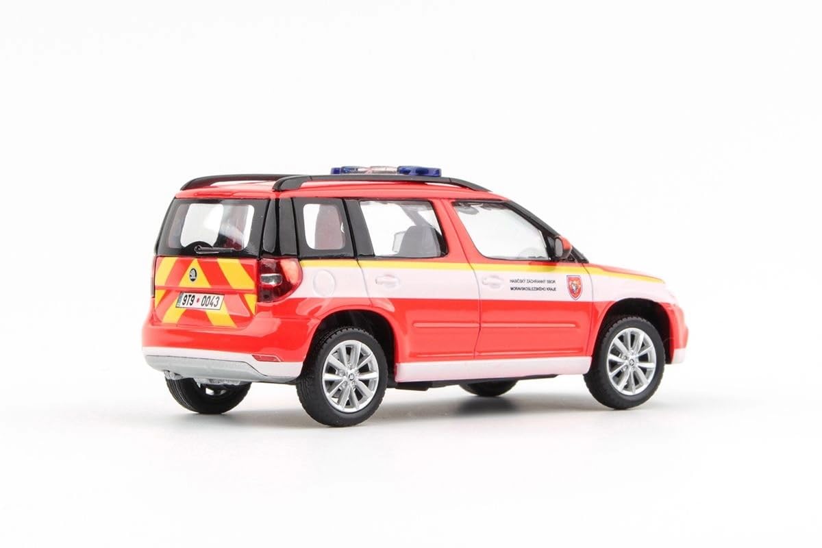 Skoda Yeti FL (2013) 1:43 odlew metalowy model samochodu, wierny szczegółowy model kolekcjonerski i samochód zabawkowy dla dzieci i dorosłych, miniaturowy pojazd jako prezent – straż pożarna
