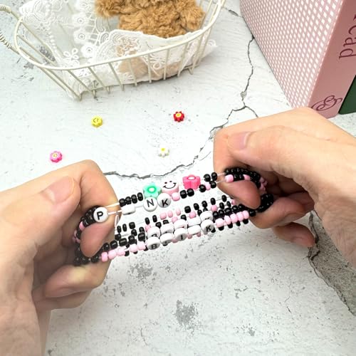 4 Pcs Kit Handmade Black Pink Friendship Bracelets Korean pop Merch Concert Outfit Gifts for Women Men Fans2