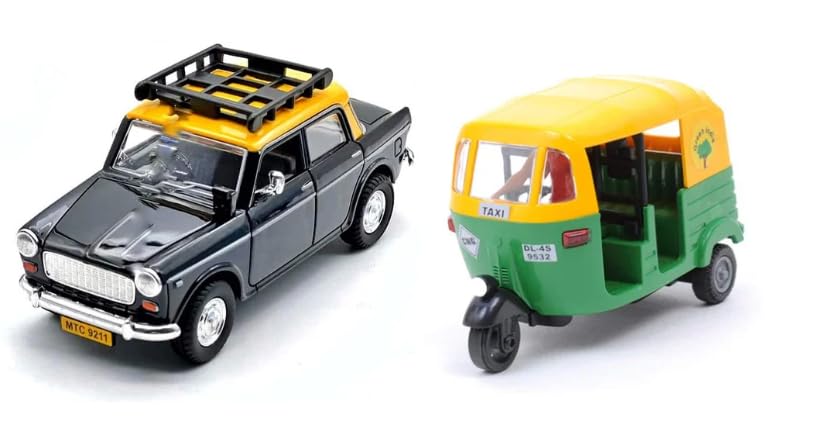 VJMART Mumbai Taxi and Auto Rickshaw Toy Set | Queen 70 Kaali Peeli | Perfect Transport Vehicles Duo for Kids (B0CLJQM3YF) Amazon Price History, Amazon Price Tracker