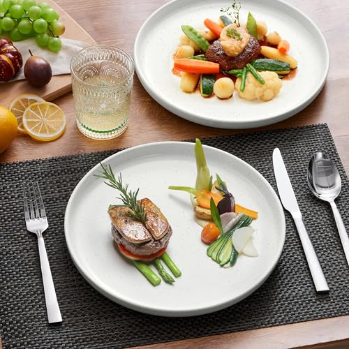 Image of LIANYU 4Pcs Dinner Plates Set, 7.75'' Small and Round Stoneware Salad Plate, Porcelain Dishes Set for Kitchen Dining Dessert, Steak, Oven, Microwave & Dishwasher Safe, Scratch Resistant, Fog Green