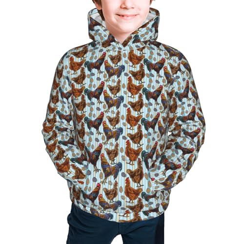 Beautiful Color Rooster Kids Pullover Hoodies Boys Sweatshirts Girls Athletic Clothes with Pocket2