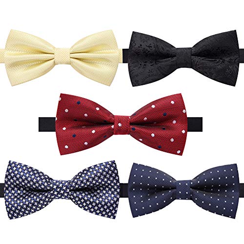 Image of AUSKY 8 PACKS Elegant Adjustable Pre-tied Bow Ties for Men Boys (1&4&5&6&8 Pack for option)