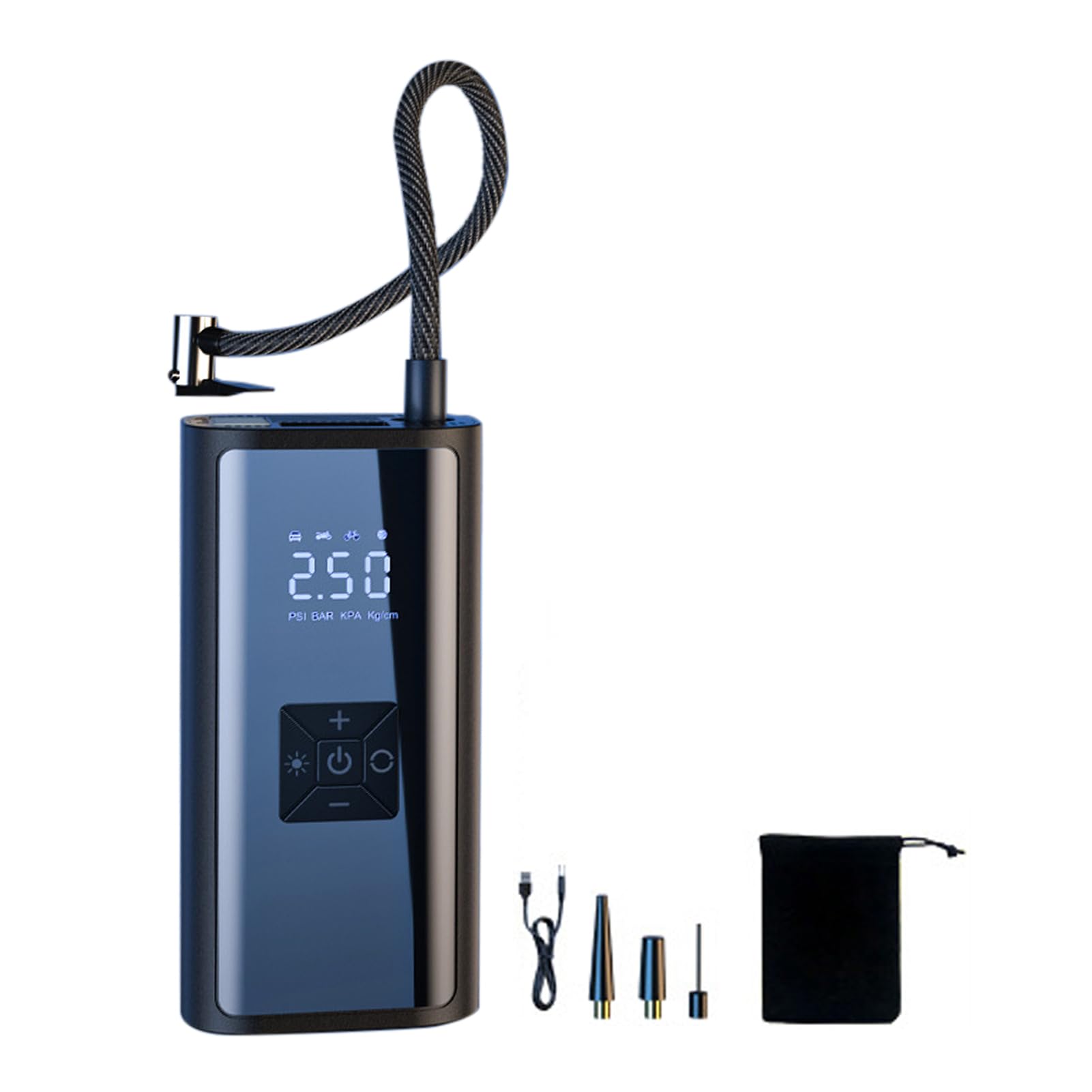 Pepisky Portable A Compressor for Car Tes Fast A Pump Te Inflator Accurate Pressure Digital Display with Function for Car Motorcycle Bicycle Ball Kids Toys