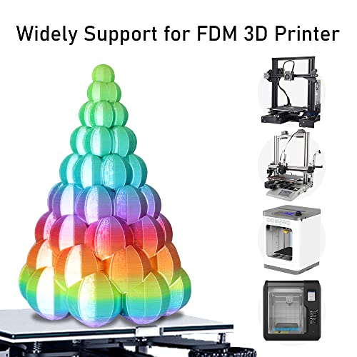 Image of 1.75mm 1Kg Silk Shiny PLA Most Basic Popular Multicolored Fast Color Change Rainbow 3D Printing Filament, Color Change Gradually Random Quickly, 2.2lbs 3D Printing Material by MIKA3D