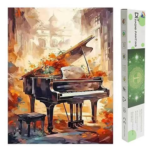 DCIDBEI Large and Clear Diamond Painting Piano 40 x 50 cm Pearl Pictures Adult Music Diamond Painting Pictures Piano Music Diamond Painting Adult Vintage Painting by Numbers Piano