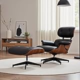 Aivermeil Relaxsessel aus Echtleder mit Fußstütze–Verstellbarer Fernsehsessel mit Liegefunktion, ergonomischem Design & Wippfunktion, Massiver Holzrahmen, Perfekt für Wohnzimmer & Büro