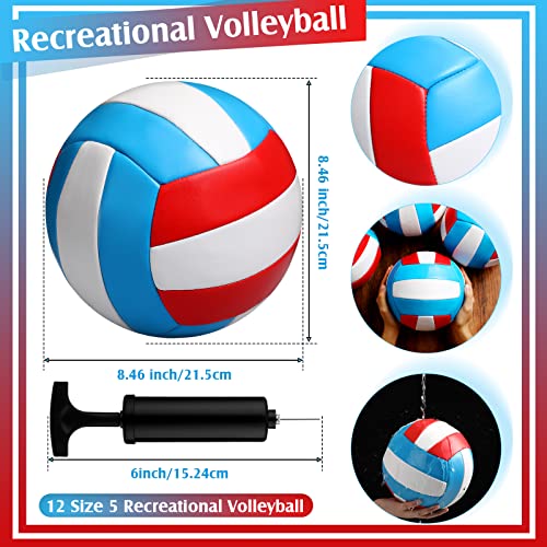 Image of Vinsot 12Pcs Size 5 Recreational Volleyballs with Air Pump Regulation Soft Volleyball Ball for Outdoor Indoor Play Waterproof Volleyball Bulk for Beginner Gym Training Beach Swimming Pool