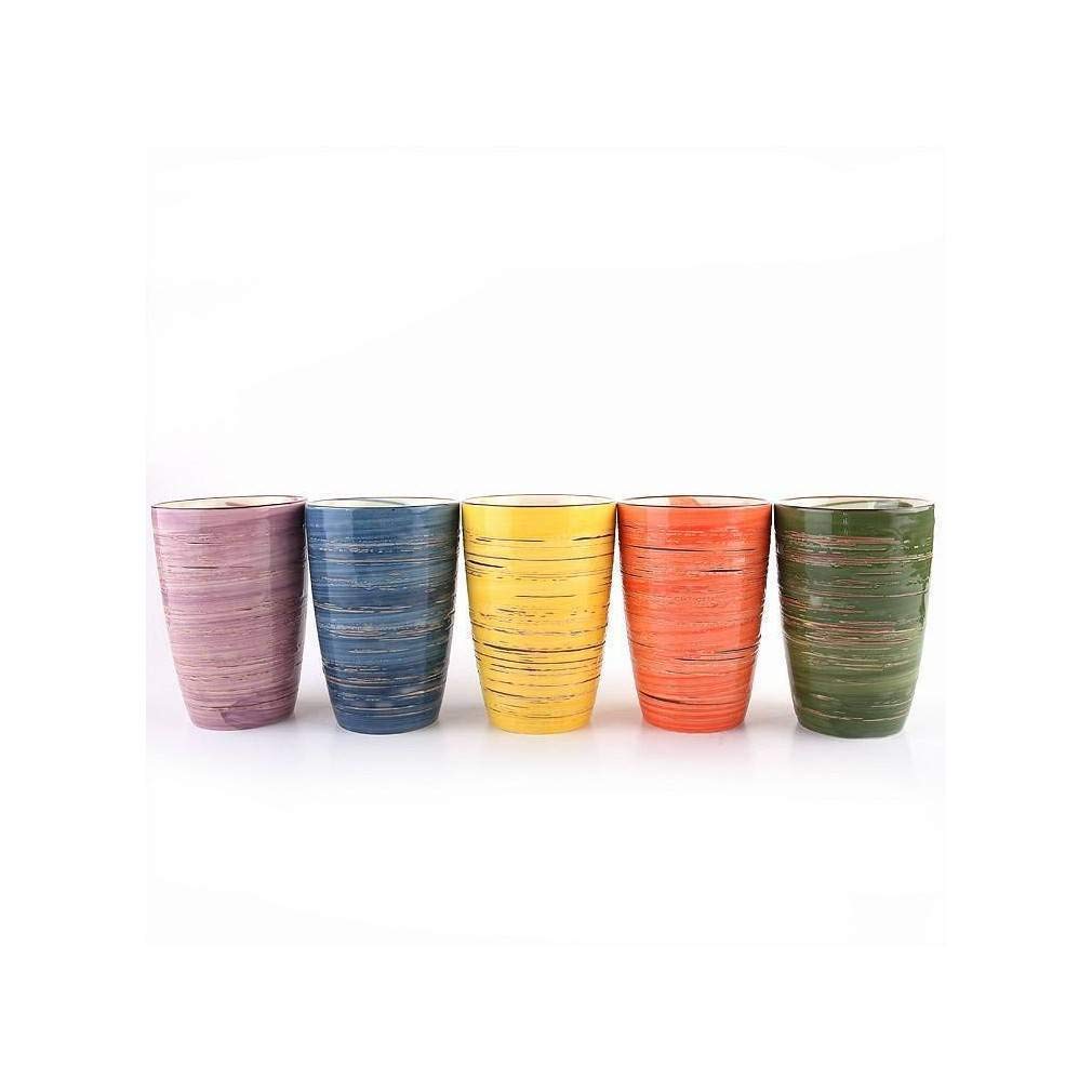 lachineuse - Set di 5 bicchieri in ceramica giapponese - Colori blu, giallo, arancione, verde e viola - Stoviglie giapponesi Design Zen & colorato - Tazza tazza per tè, caffè, bevande - Regalo Asia