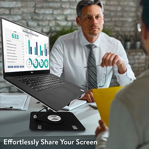 Image of Uncaged Ergonomics Swivel Laptop Stand for Desk, Adjustable Computer iPad Stand for Desk w / 360 Rotation, Portable Laptop Holder for Home Office Ergonomic Supplies (Black)