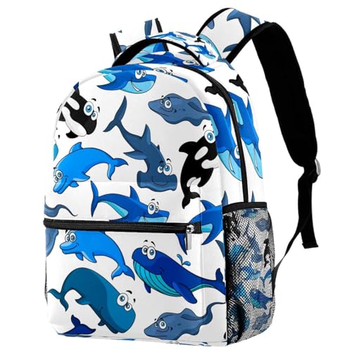 Sac à dos d'école motifs poissons de mer mignons multicolore 40cm