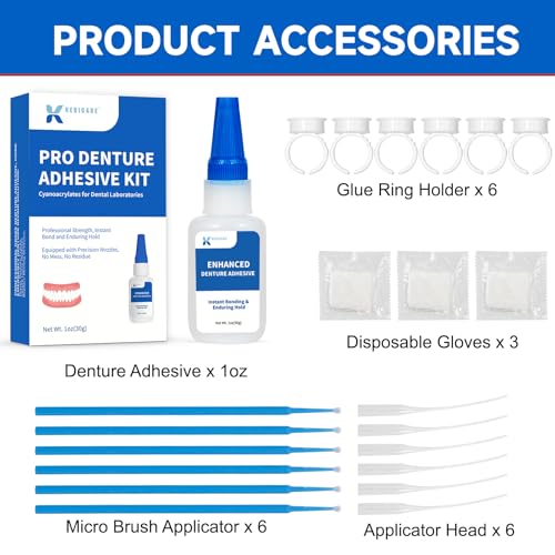 Dental Lab Denture Repair Adhesive Kit, 1oz Instant Bonding Denture Glue for Repairs Cracks, Fills Gaps, Secures Loose Teeth, Safe Bonding with No Irritating Odor - Thumbnail 6
