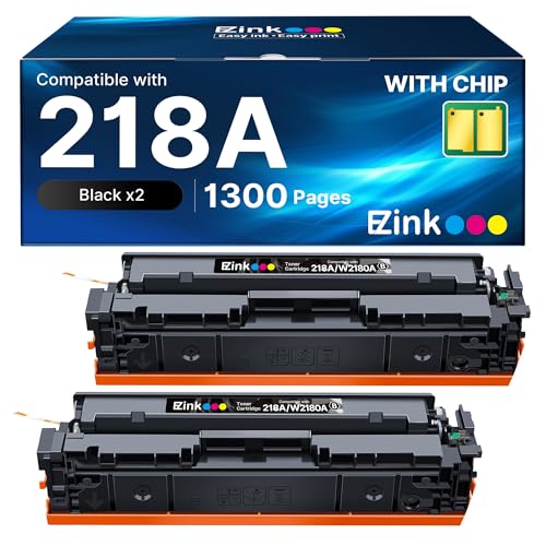Image of E-Z Ink 218A with Chip Compatible for HP 218A Toner Cartridges Black 218X Toner for HP Color LaserJet pro MFP 3301fdw Toner 3301cdw 3201dw 3301sdw Printer Ink Set W2180A W2180X (2 Black)