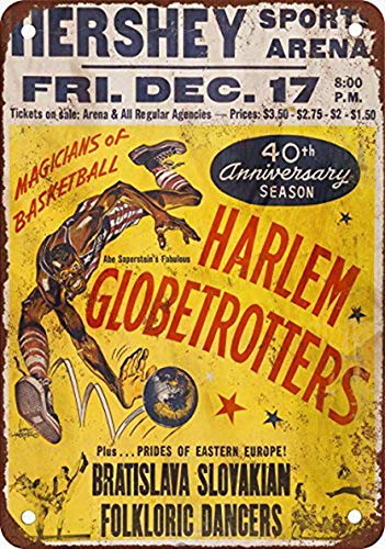 Yelacecca Harlem Globetrotters Tin Sign 8X12 Inches