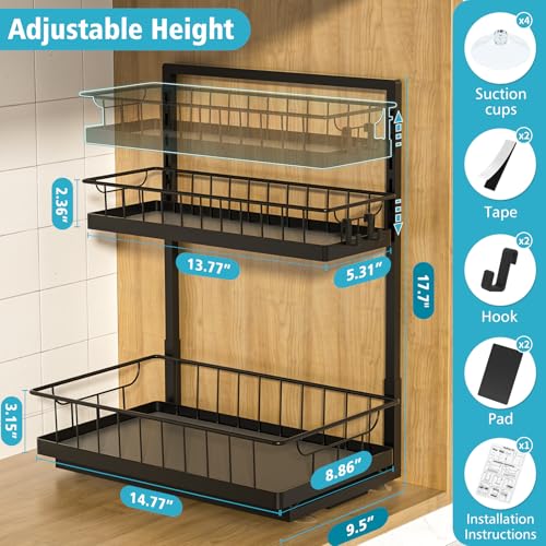 WOWBOX 2 Pack Under Sink Organizer 2 Tier Slide Out Cabinet Organizer Under Sink Organizers and Storage for Kitchen Bathroom Pantry - Image 3