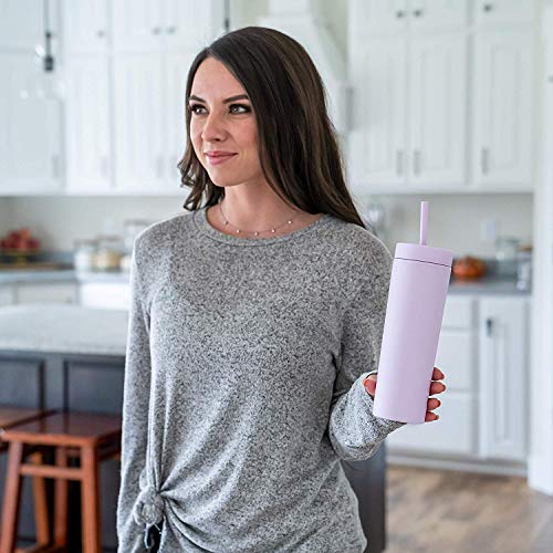 Strata Cups Skinny Tumblers (4 Pack) 16Oz Matte Pastel Colored Acrylic Tumblers With Lids And Straws | Double Wall Plastic Tumbler With Lid And Straw Bulk Cold Reusable Cup #TOP5
