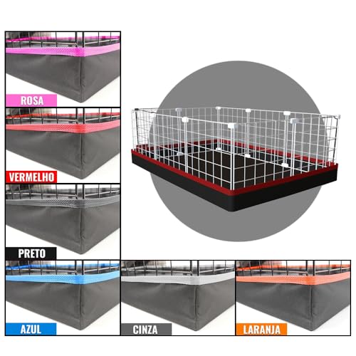 Cercado Aramado Pet Porquinho da Índia 80x120x40cm com Bandeja Higiênica Tapete Impermeável Fácil de