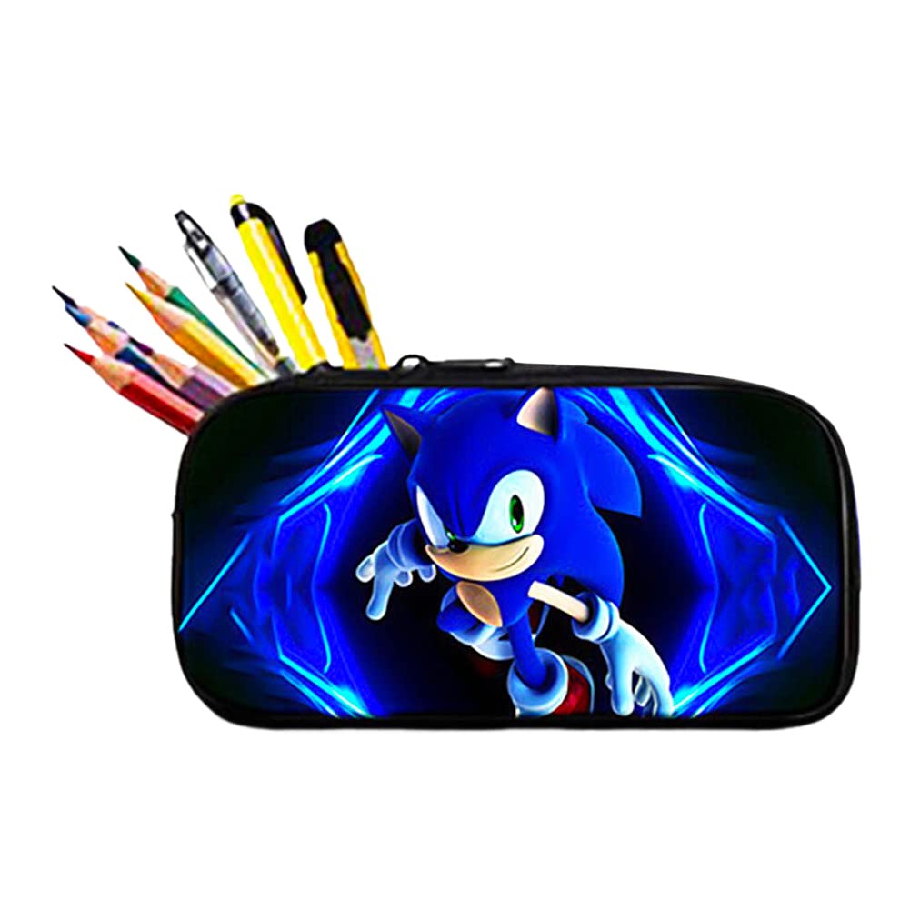 BESTZY Sonic Estuche de Lápices para Niños, Sonic Gran Capacidad Bolsa de Lápices Diseño de Anime Caja Case Bolsa de Lápices de Colores de 3D Impresión Portalapices Organizador Neceser Maquillaje