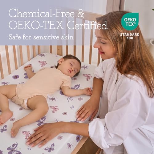 Image of Little Grape Land Crib Sheets for Boys and Girls, 2pk Baby Crib Fitted Sheet for Standard Size Crib and Toddler Mattress, Super Soft Baby Sheet
