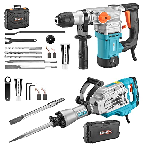 Berserker 1-1/8´´ SDS-Plus Rotary Hammer Drill,9 Amp 3 Functions Corded Rotomartillo and 1700W 30-Pound SDS-Hex Jack Hammer,14-Amp Electric Demo Demolition Chipping Hammer Concrete/Pavement Breaker