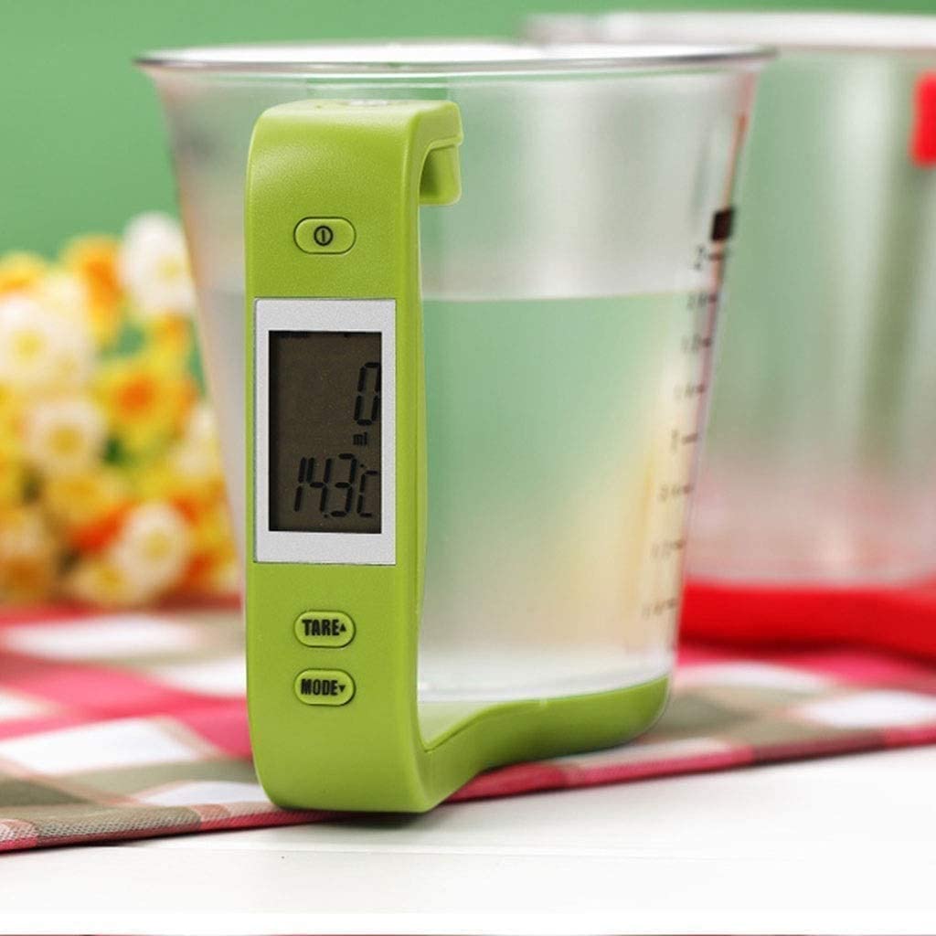 Wagi elektroniczne Elektroniczna waga kuchenna z cyfrowym kubkiem pomiarowym Zdejmowana przezroczysta miska do mieszania o średnicy 13,6 cm (kolor: czerwony, rozmiar: 1 kg/600 ml)