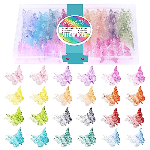 Hoyols Schmetterling Clips für M?dchen, 90er Jahre Schmetterling Zubeh?r für Frauen, niedliche Mini 2000er Jahre Haar Kralle Clip Kunststoff Kralle Regenbogen Festival 12-Farbt?ne 48-pcs (Farbverlauf)
