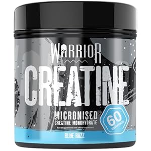 Warrior Creatine Monohydrate Powder – Micronised for Easy Mixing and Consumption – 100 Percent Pure Creatine – Proven to Improve Physical Performance and Recovery, 5 g Servings (Blue Razz, 300 g)