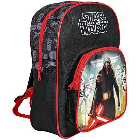 PERLETTI - Star Wars Backpack for Kids - Boys Rucksack with Front Pocket - Kylo Ren Print - Small School Bag for Elementary and Kindergarten - Adjustable Shoulder Straps - 30x23x12 cm Cover