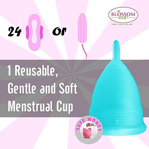 Blossom Menstrual Cup, Say No To Tampons | Get Blossom Cups For Menstrual Days| Period Cup, Reusable Menstrual Cup, Silicone Cup (Large Menstrual Cup, Blue) #TOP1