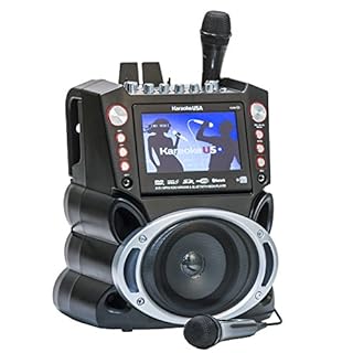 Karaoke USA GF845 Complete Karaoke System with 2 Microphones, Remote Control, 7” Color Display, LED Lights - Works with DVD, Bluetooth, CD, MP3 and All Devices