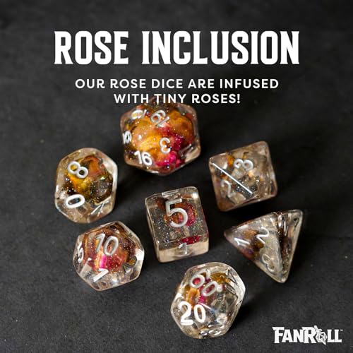 Dados de juego de rol FanRoll de resina con rosa de 16 mm el regalo ideal para DND 3